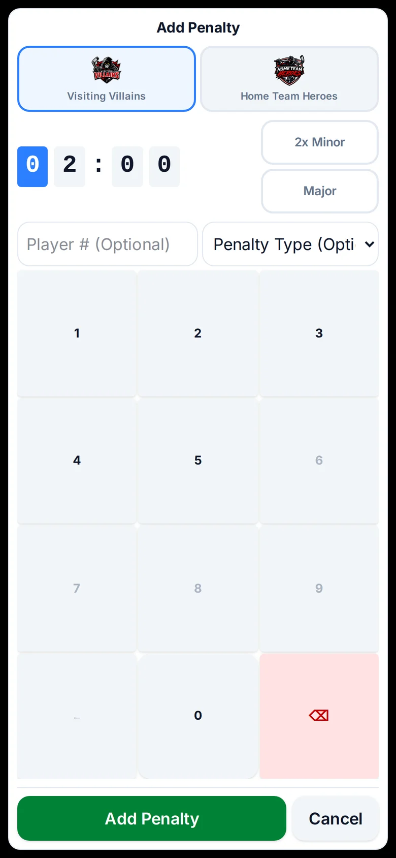 Adding a penalty.